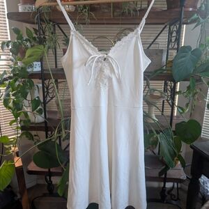 H&M White Chemise with V-Neck and Spaghetti Straps